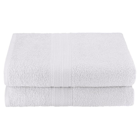 Superior Eco-Friendly 100 Percent Ringspun Cotton Bath Sheet Towel Set - White, 2 Pieces EF-BSHEET WH